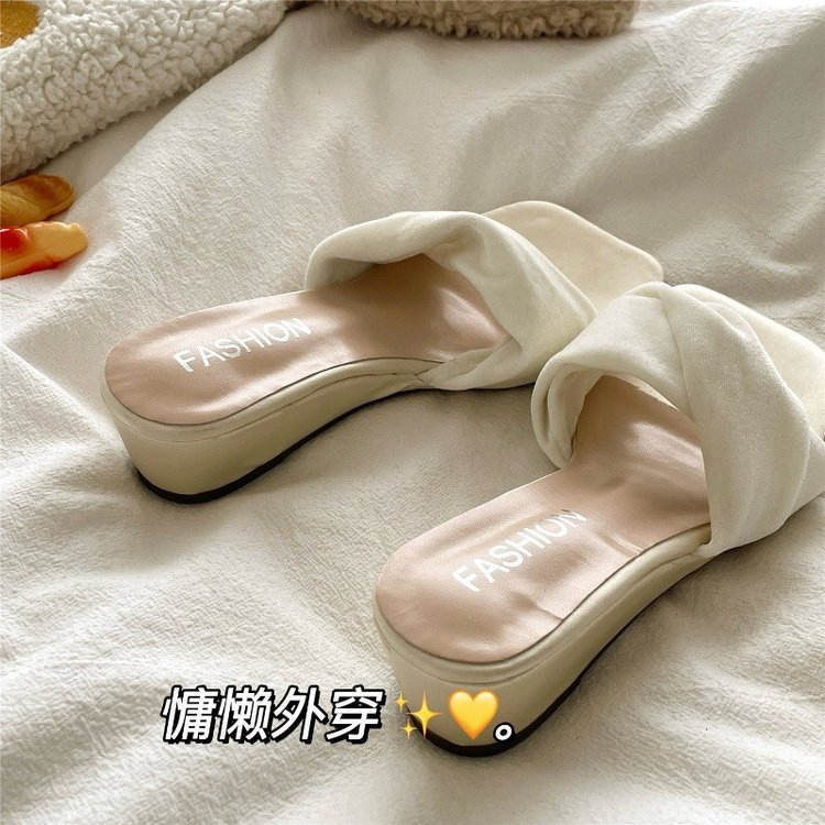 Zapatillas de cara casual francesa para mujeres 2026 nueva moda de verano, tacones gruesos con falda de talón frío image 2