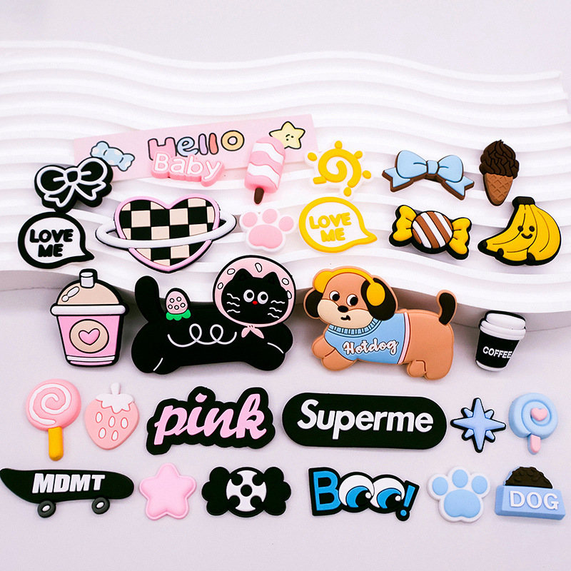 イチゴ猫ヘッドフォン犬 PVC 接着剤アクセサリーパッチ diy 携帯電話ケースアクセサリー材料 ipad 下駄スリッパパッチ|undefined