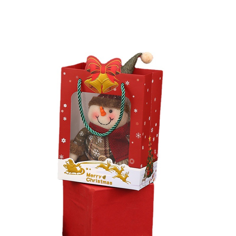 Elk bolsa de papel bolsa de regalo de Navidad bolsa de regalo de ventana transparente bolsa de regalo de Nochebuena campana bolsa de manzana