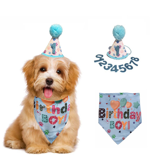 New Cross-Border Pet Hat & Bow Tie: Stylish Cat Party Decorations, Dog Birthday Hats, and Drool Bib Props