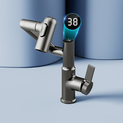 German white all-copper digital display basin faucet hot and cold bathroom washbasin lucky cat faucet bathroom