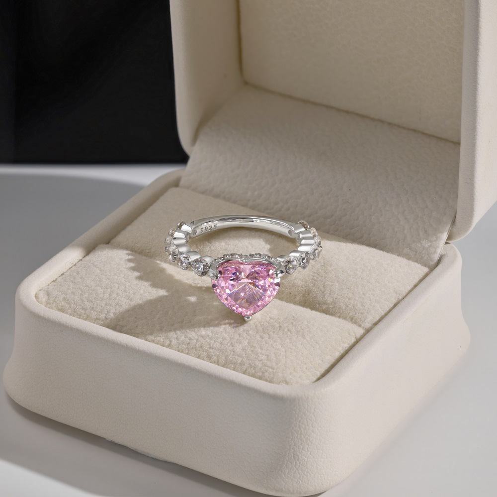 7g Weight Zircon Inlay Material Open Rings, Rings Classification 5, 9, Adjustable Ring Size 1 Piece Quantity Holiday, Daily Occasion 925 Sterling Silver Material Heart Shape Pattern Women's Gender Plating, Inlay Design Basic, Simple Style, Classic Style Style 925 Sterling Silver Zircon Heart Shape Open Rings Rings 69