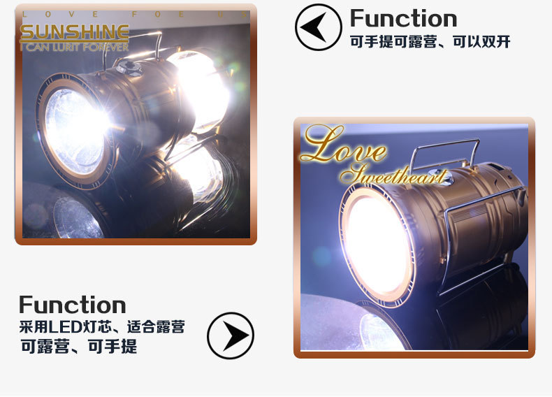Solar-Powered Outdoor Emergency Lantern 5 Camping Lights 800Led Camping Lantern Deer Fluorescent Solar Charging