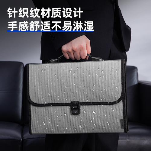 Deli organ bag 5556 A4 portable file bag business bag briefcase 13 grid data storage bag wholesale