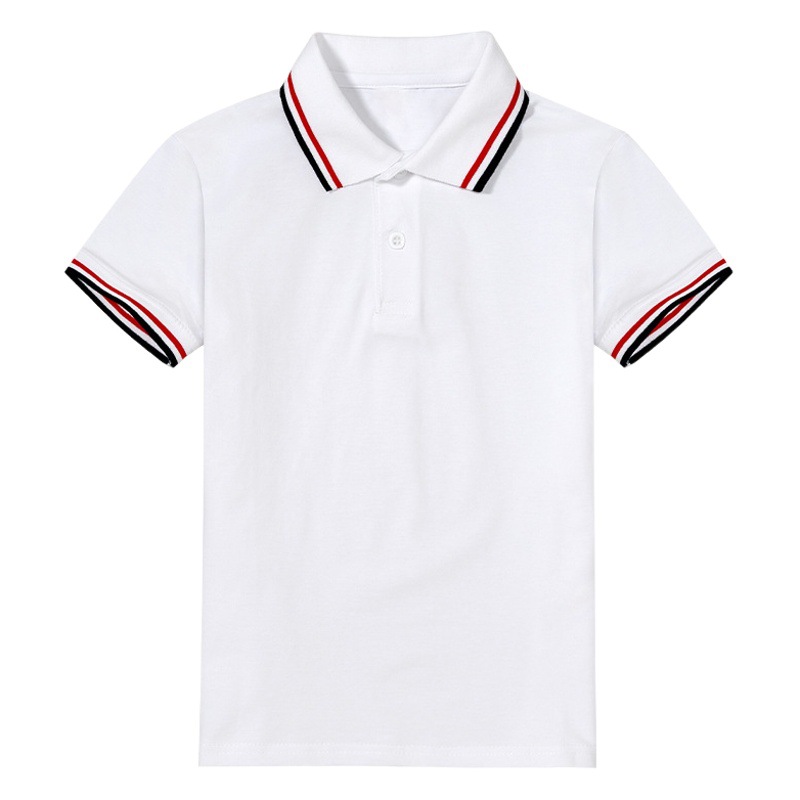 Children's Summer Polo Shirt School Uniform Lapel Short-sleeved White Primary School Student Boys' Class Clothes Pure Cotton T-shirt Thin Short-sleeved