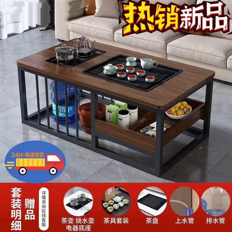 Mesa de centro de kung fu simple, mesa de té china para oficina, mesa de té para apartamentos pequeños, sala de estar, fábrica de mesas integradas de té automático para el hogar