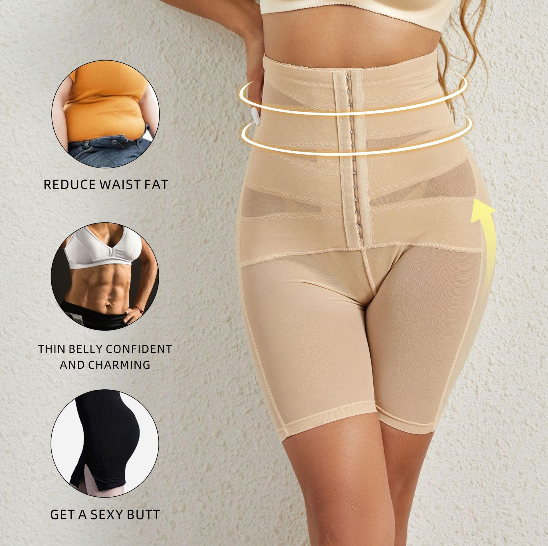 Cross-border large size tummy trousers, waist cinching butt lift pants, body shaping garments, postpartum reinforced breasted tummy tuck pants