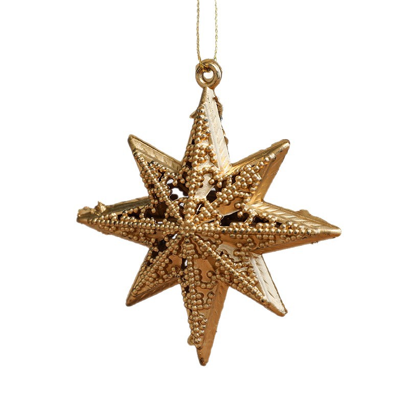 Hong Kong Heng decoraciones de Navidad árbol de Navidad colgante tridimensional hueco de plástico de oro hueco galvanoplastia estrella de cinco puntas
