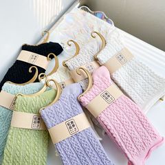 襪子女絹絲卷邊中筒襪麻花編織jk日系糖果色月子襪夏季薄款堆堆襪