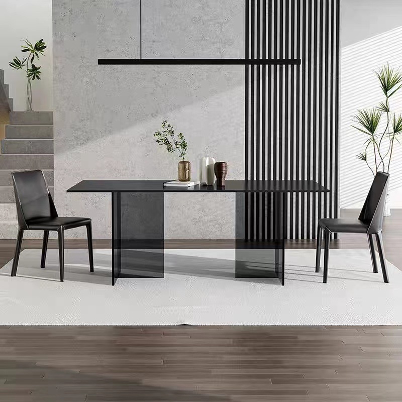 Acrílico Placa de roca mesa de comedor luz negro puro lujo moderno Internet simple celebridad pequeño apartamento colgante suspensión rectangular mesa de comedor y silla