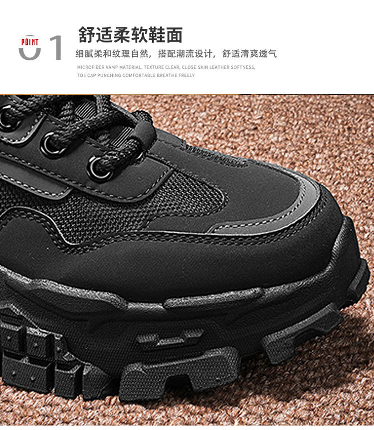Giày bốt Martin nam cổ cao lót nhung giữ ấm, đế dày tăng chiều cao chống trượt, gót 3-5 cm — L921 kaki [giày đơn không lót nhung], L921 đen [giày đơn không lót nhung], Màu đen [lót nhung] chi tiết 5