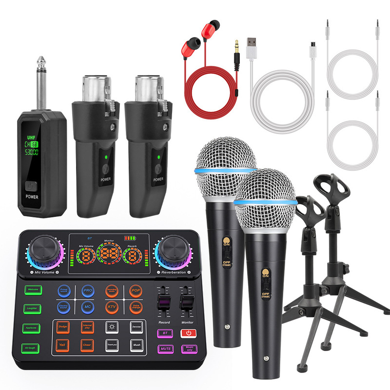 Cross-Border V8Spro Live Streaming Sound Card Bm800 Boom Arm Set Mobile Podcast Complete Set Dedicated Bluetooth 5.0 Microphone Cross-Border V8Spro Live Streaming Sound Card Bm800 Boom Arm Set Mobile Podcast Complete Set Dedicated Bluetooth 5.0 Microphone