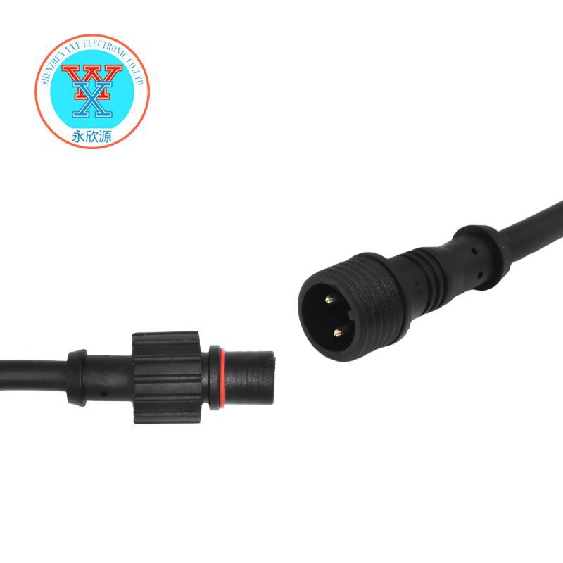 M14防水线公母对接防水线2芯接头线电源线 防水连接器 IP68防水线