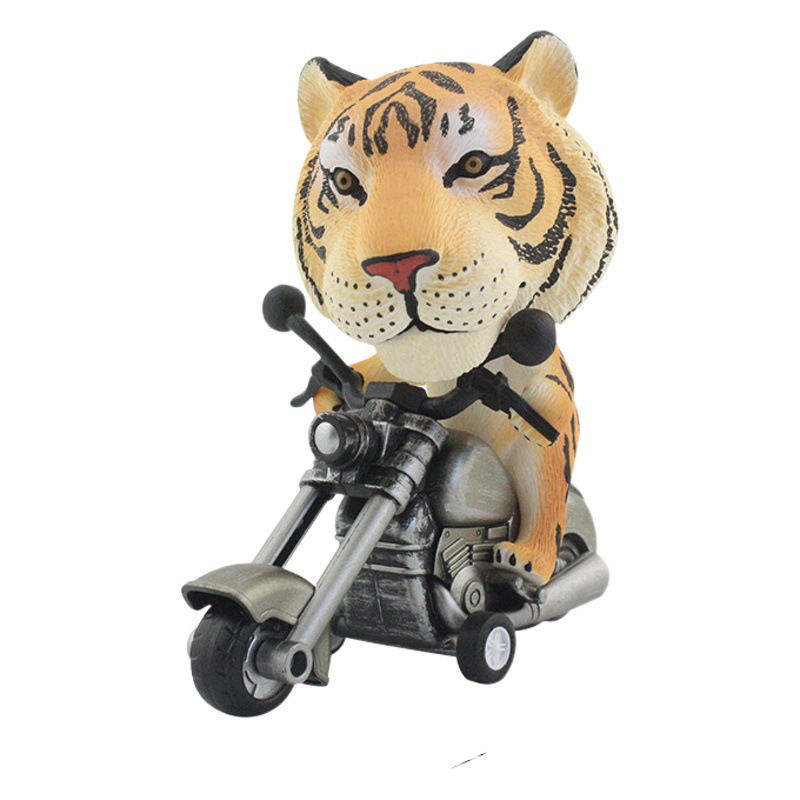 Modelo animal lindo motocicleta modelo animal africano cabeza giratoria inercia hacia adelante modelo de coche de juguete