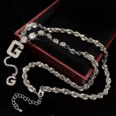 new pattern letter Simplicity Versatile Necklace A small minority Light extravagance Titanium Fade sweater chain Accessories