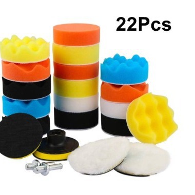 供应跨境电商产品3寸22件套汽车美容抛光盘海绵轮打蜡盘羊毛轮