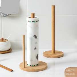 厨房纸巾架立式木质卷纸架子收纳架保鲜膜懒人抹布置物架厂家批发
