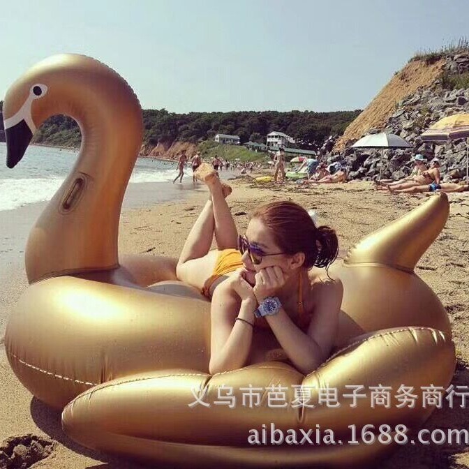 golden inflatable swan