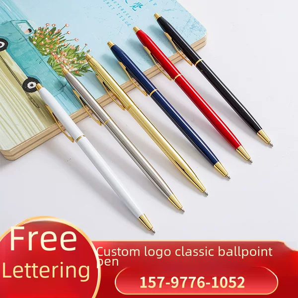 Metal Ballpoint Pen Advertising Custom Logo Student Twist-Action Pen Signature Pen Gift Steel Shell Rollerball Pen Manufacturer