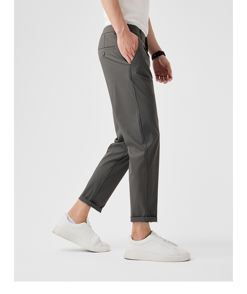 Quần kaki nam công sở ống đứng dáng suông, chất liệu lụa mát mặc mùa hè — Màu đen chi tiết 21