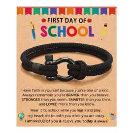 米兰绳手工编织手链son黑色儿子孙子米兰绳手链合金马蹄扣手链