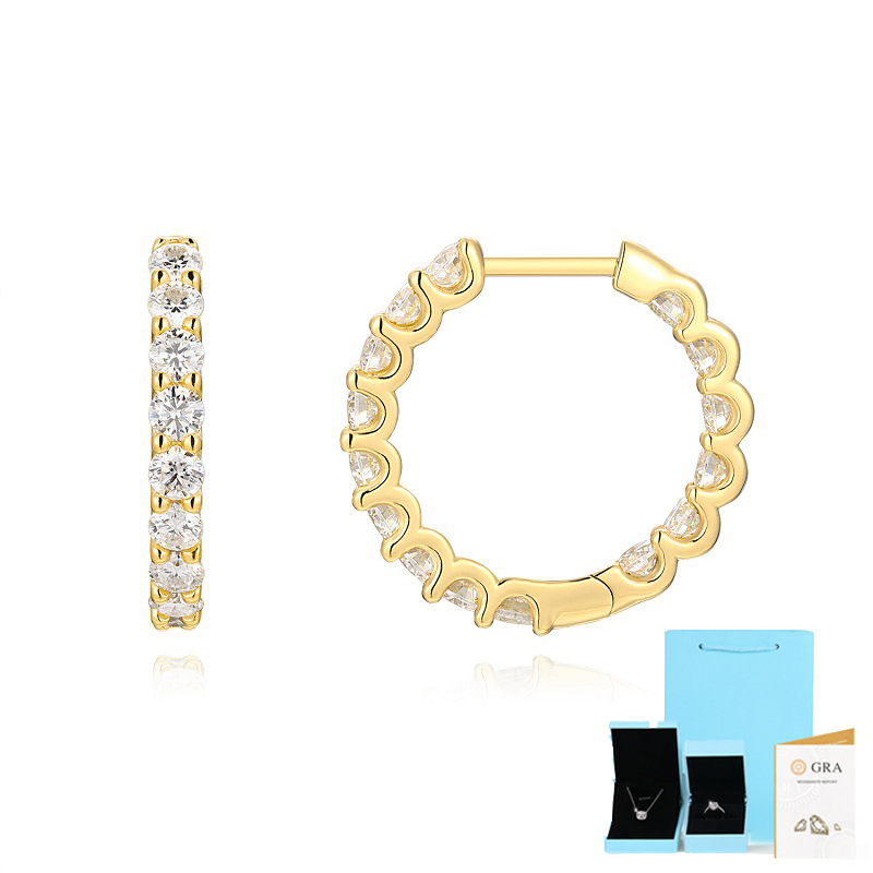 골드-모이사나이트 귀걸이+GRA 인증서+선물 상자