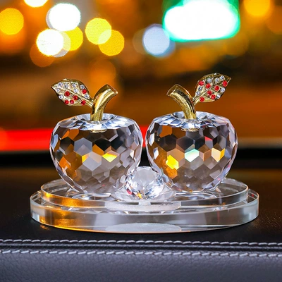 Car perfume ornaments crystal apple perfume seat car men and women car perfume ornaments a generation of hair (Car ornaments) - crystal-apple-white