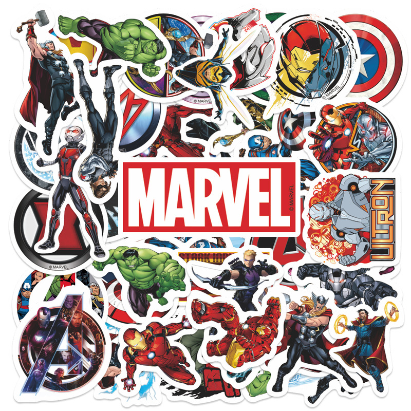 50 Pieces of Avengers Marvel Graffiti Stickers for Refrigerators and Suitcases, Waterproof Stickers, DIY Holiday Gifts