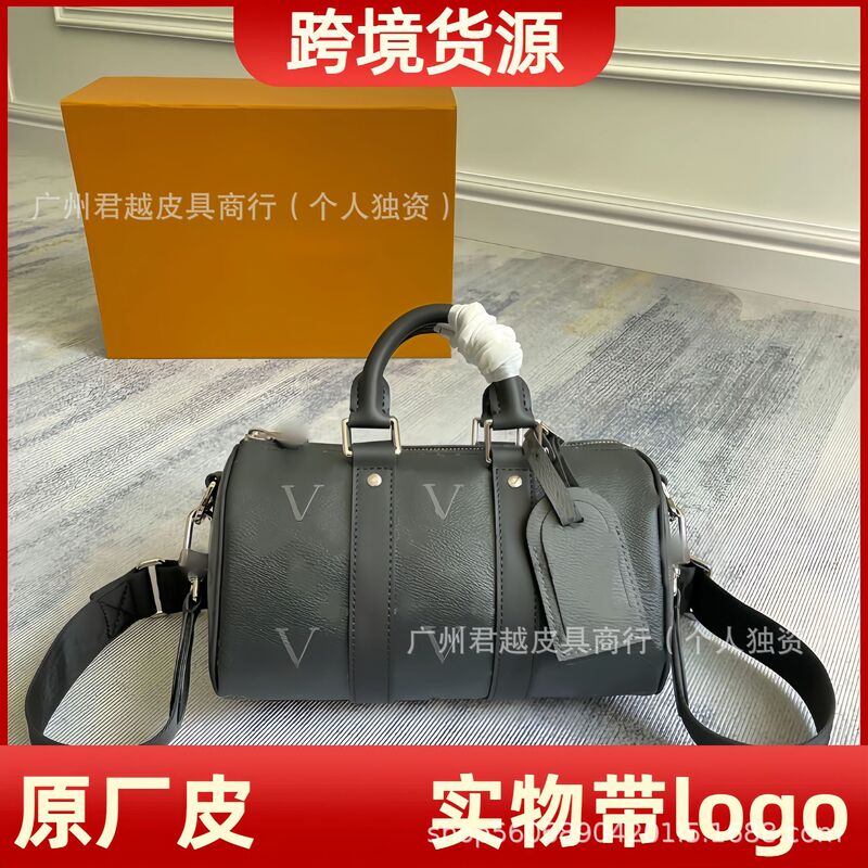 Cross-Border Supply Original Leather New Classic Black Flower Black Warrior Men's Crossbody Bag Keepall Shoulder Handbag