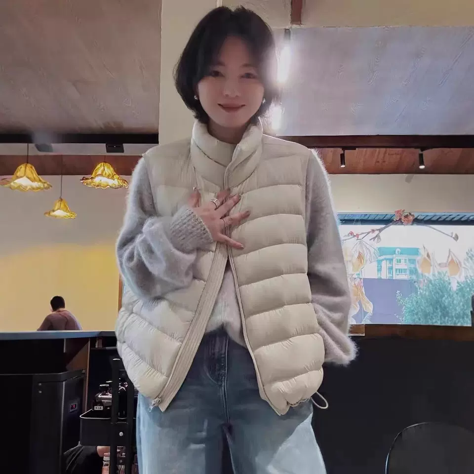 白鸭绒羽绒马甲女短款背心秋冬2025新款韩版宽松高级感小个子坎肩