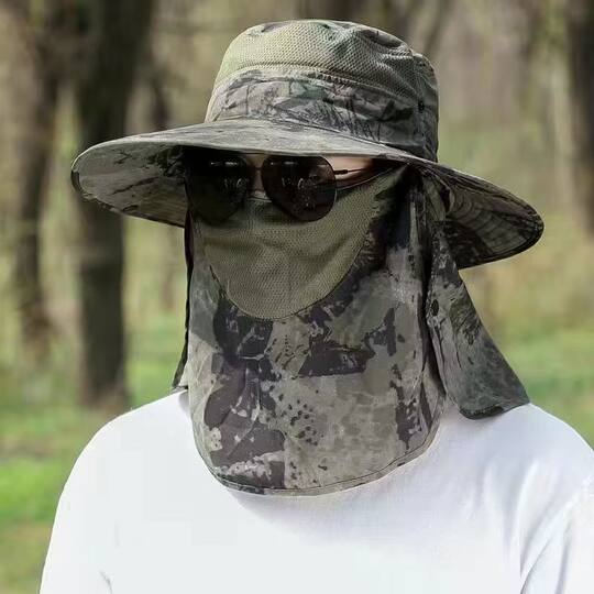 Hat men's sun hat fishing hat fisherman hat full disassembly waterproof cover face summer mountaineering hat tea picking sun hat