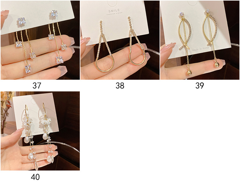 Fashion Flower Bow Knot Copper Inlay Artificial Pearls Zircon Drop Earrings 1 Pair