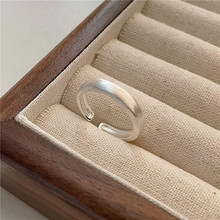 S925纯银韩版时尚拉丝质感简约开口素圈戒指韩国基础款指环批发