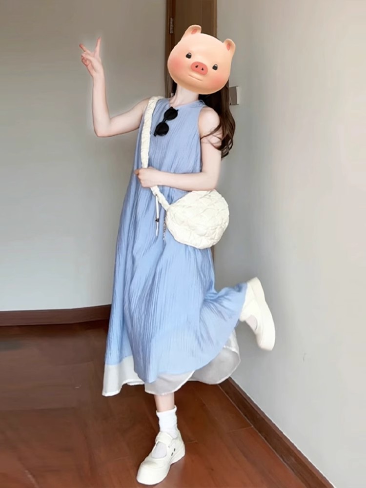 Blue summer dress sleevless