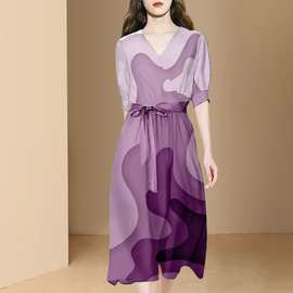 2024新款女装夏外贸连衣裙子品牌时髦剪标气质真丝原单出口欧货