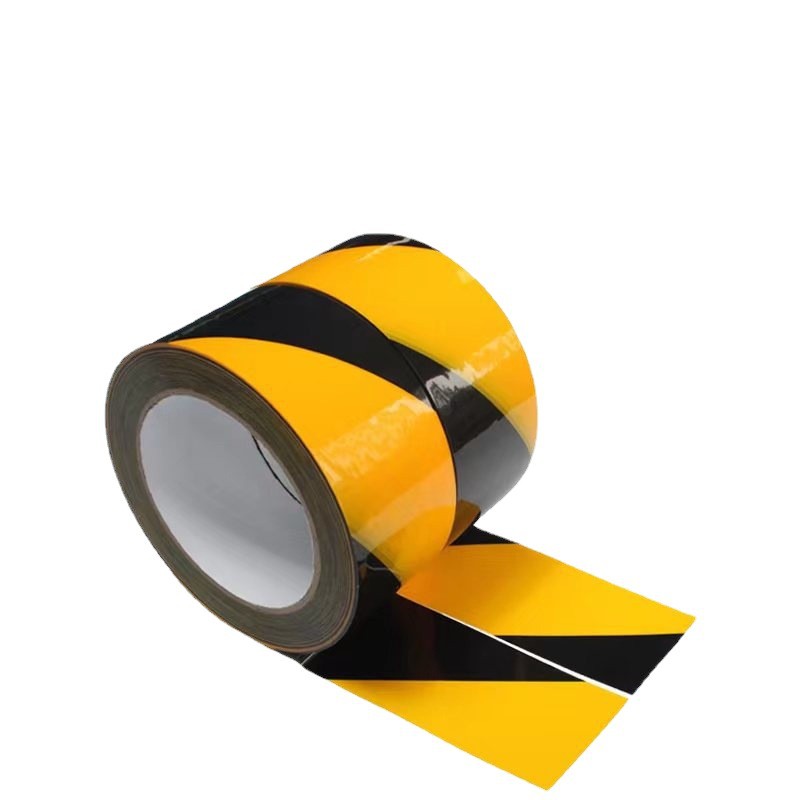 Cinta de advertencia de PVC línea de cebra negro y amarillo cinta de advertencia de seguridad piso taller escaleras Cinta de Marcado al por mayor