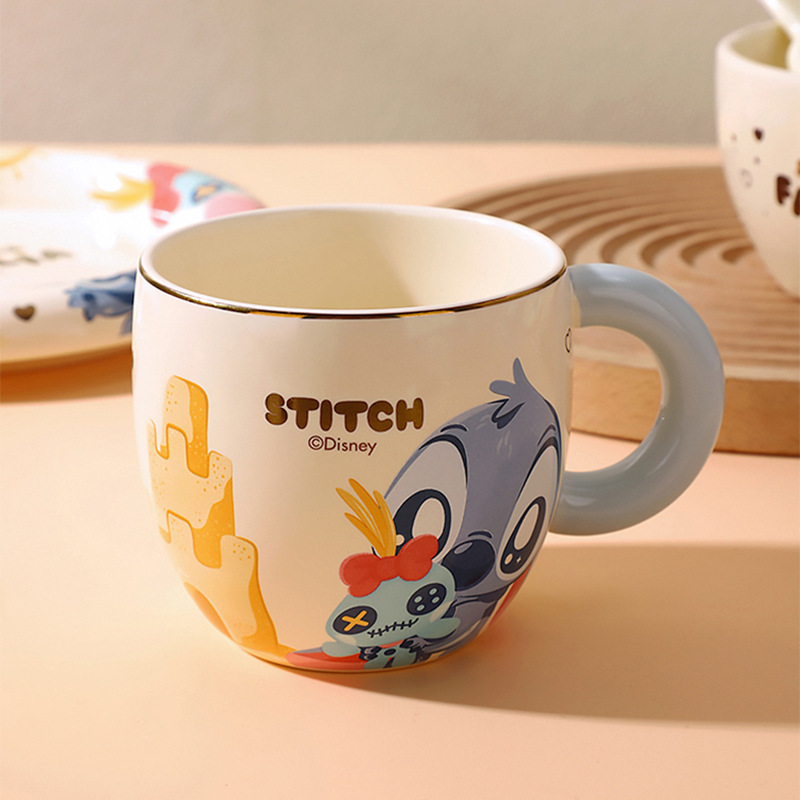 Stitch, taza de bebida de alto valor, tazón de vajilla para niños, tazón de arroz, taza de bebida de dibujos animados resistente a altas temperaturas para bebés masculinos y femeninos