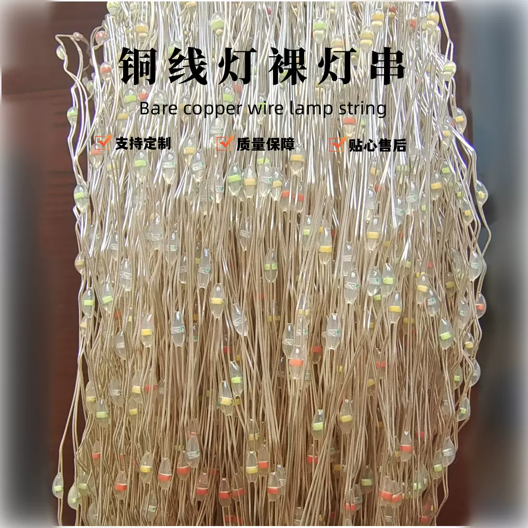 厂家定制LED防水铜线裸灯合金线小白盒平胶铜丝半成品彩灯串批发