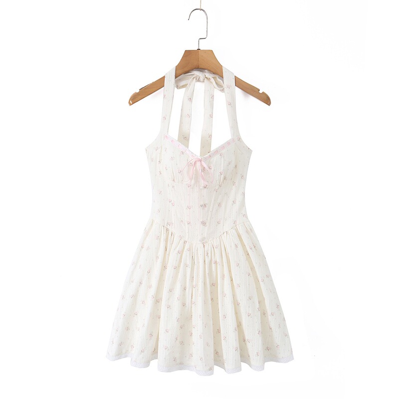 2026 New Sweet Printed Chic Fishbone Waist-Cinching A-Line Mini Skirt Retro Square Neck Slim Fit Halter Dress 2026 New Sweet Printed Chic Fishbone Waist-Cinching A-Line Mini Skirt Retro Square Neck Slim Fit Halter Dress
