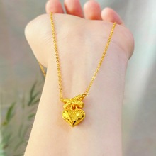 沙金饰品爆闪碎冰冰在逃公主项链女仿真黄金蝴蝶结爱心锁骨链配饰