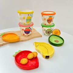 インスタイルフルーツ手作りコーヒーカップミルクカップセラミックマグ朝食カップとソーサーアフタヌーンティースナックソーサー