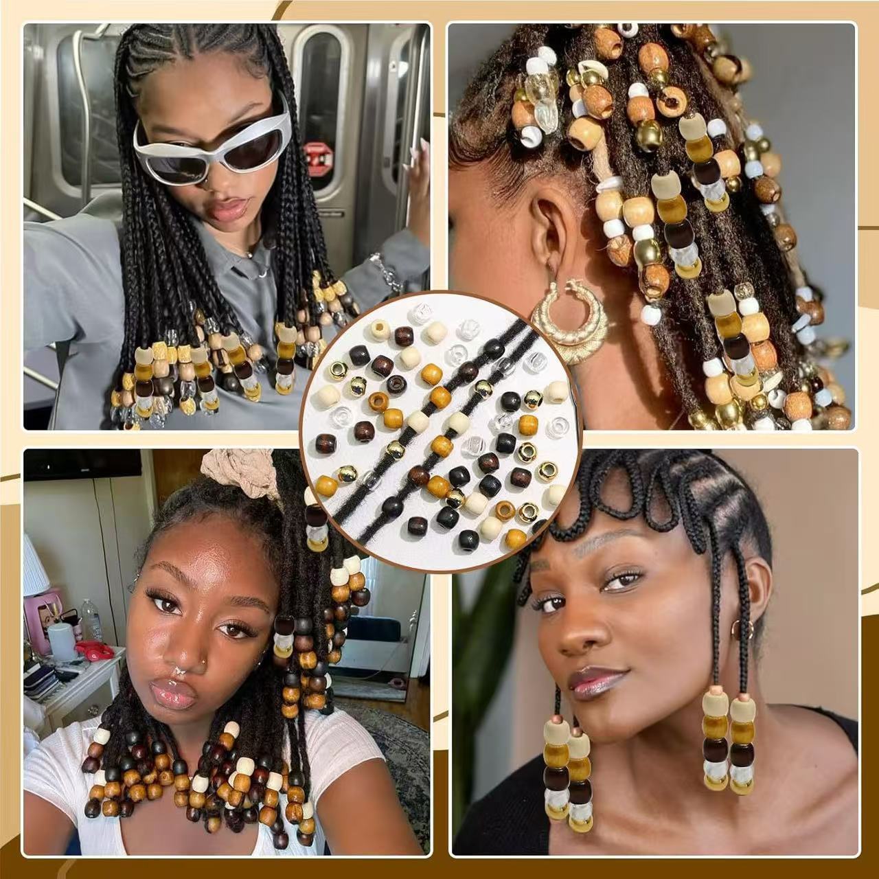 60 piezas de accesorios de joyería de cuentas de imitación de madera de bricolaje Amazon cuentas de madera maciza cuentas de metal cuentas transparentes juego de cuentas acrílicas