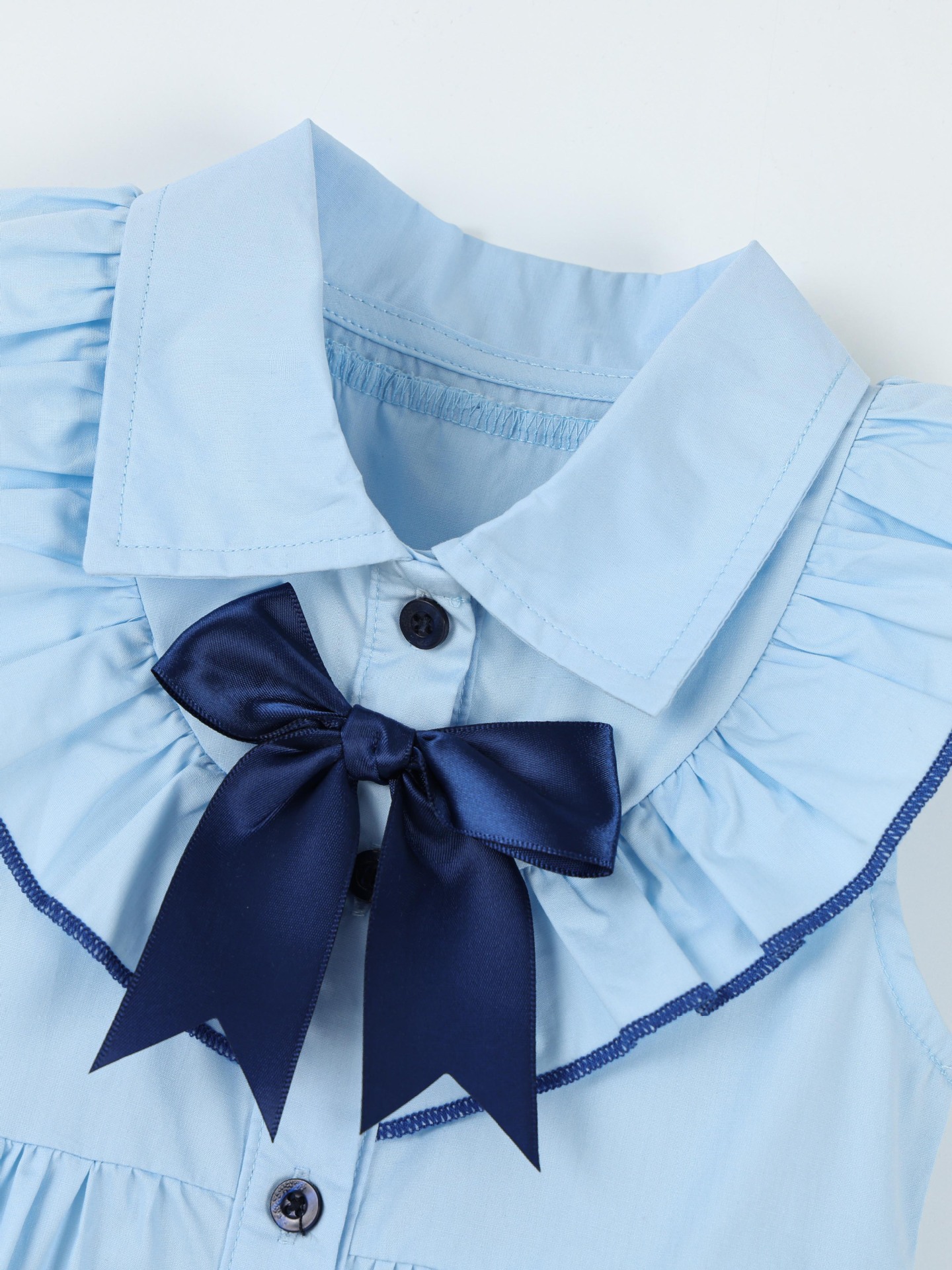 Europa y los Estados Unidos niños de la escuela de viento solapa encaje arco sin mangas ropa de verano de algodón tejido vestido infantil