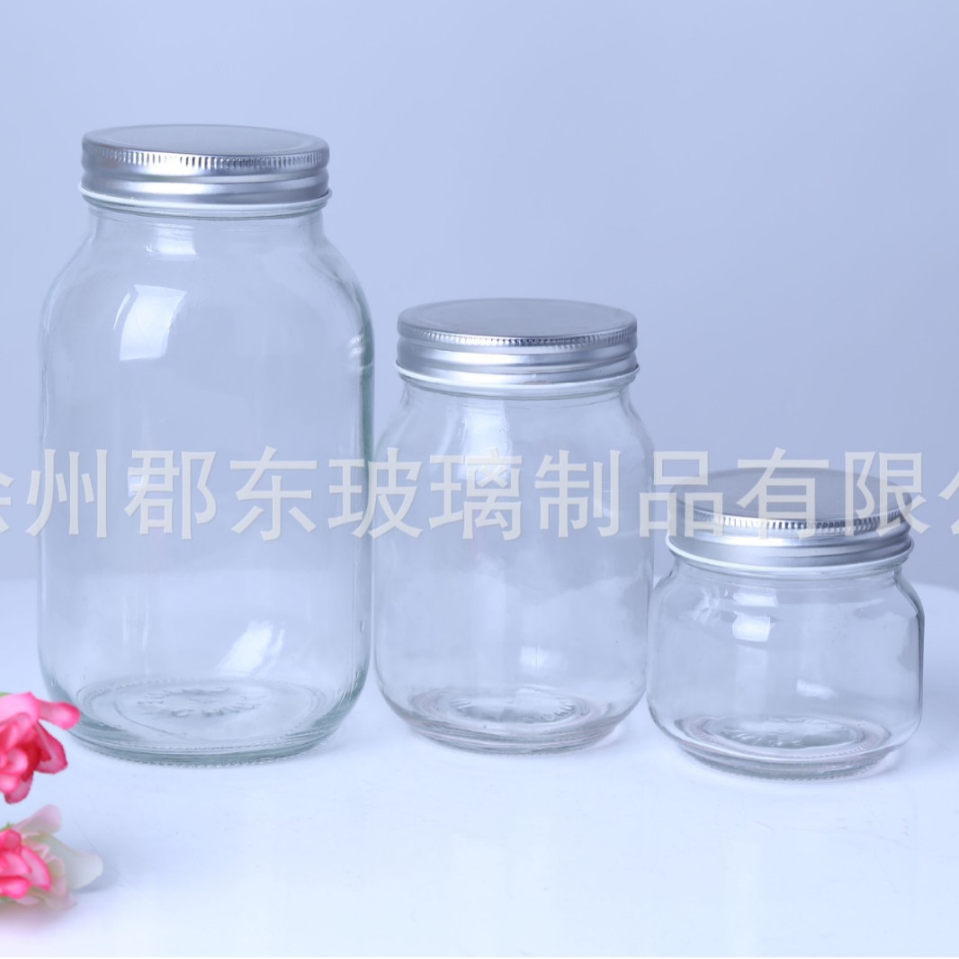 500ml方圆蜂蜜瓶16oz玻璃梅森罐 1000毫升罐头瓶250g果酱瓶