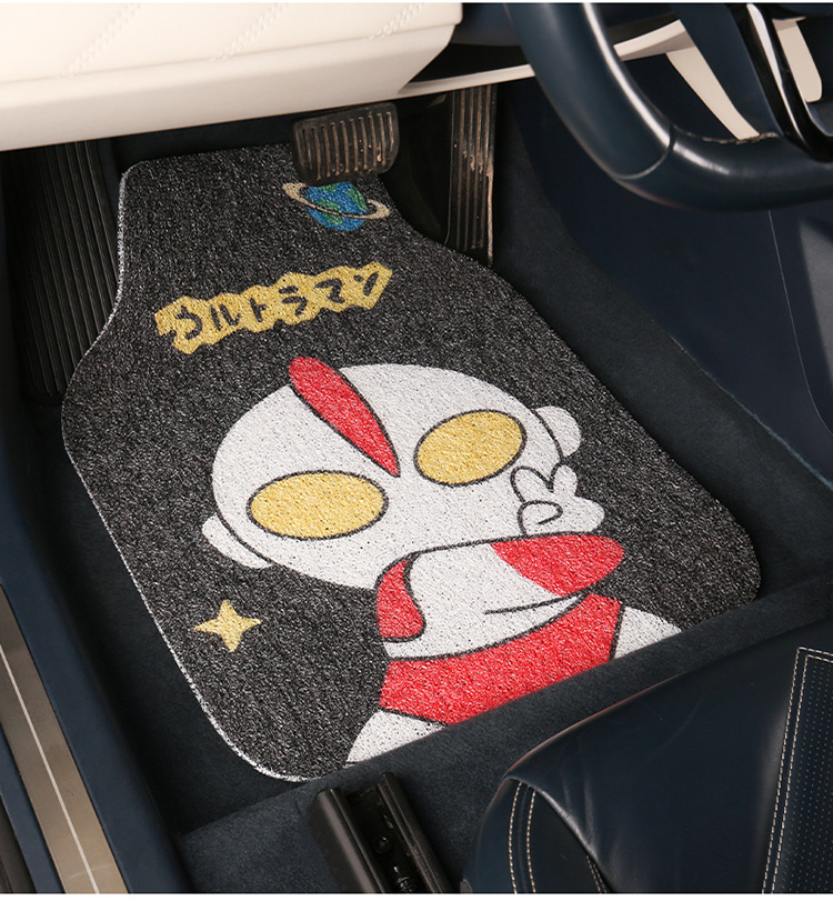 Cute cartoon car mat wire ring monolithic car main driving anti-dirty carpet protection mat thickened universal girls