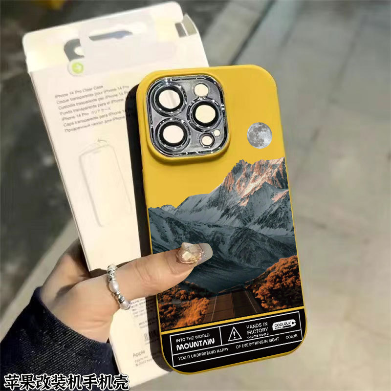 Suitable for Apple Modified Machine Xr to 16Pro Creative Snow Mountain Scenery Xr to 15Pro High-Looking Men's Mobile Phone Case