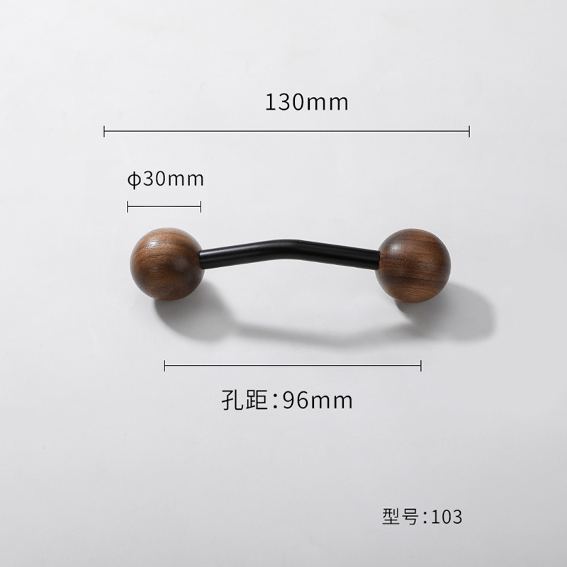 新中式实木胡桃木小把手轻法式衣橱柜门抽屉拉手黄铜中古风小拉手|undefined