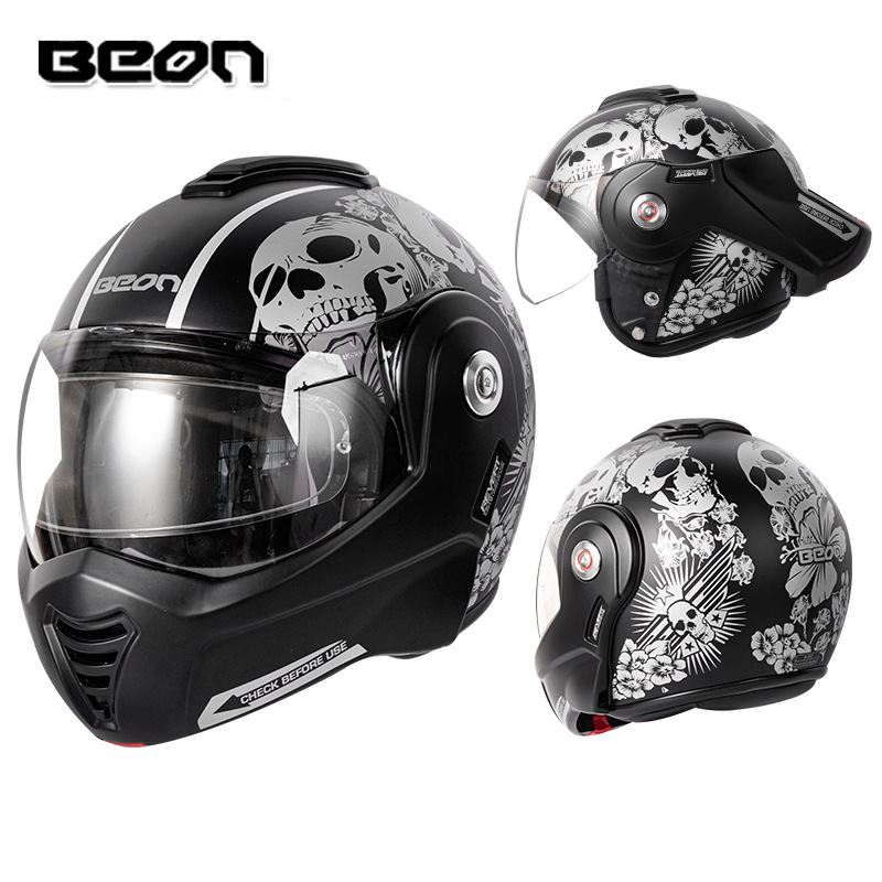 BEON motocicleta retro casco Four Seasons universal hombres y mujeres coche eléctrico medio casco motocicleta personalidad casco invierno