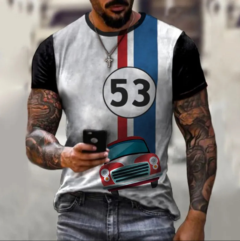 Comercio electrónico transfronterizo Amazon 3D Impresión digital hombres Camiseta cuello redondo manga corta casual Top moda tendencia fabricante