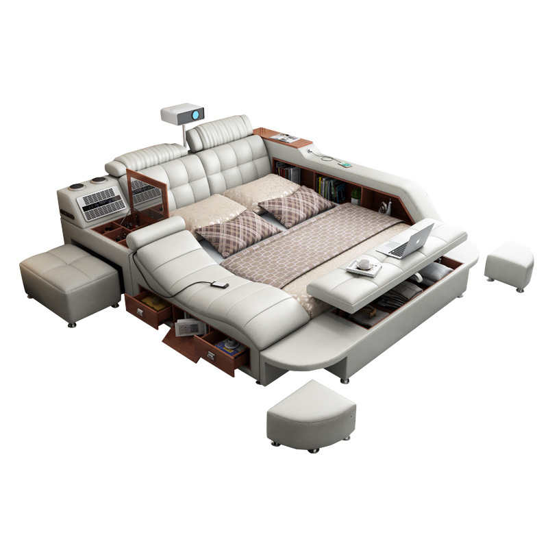 Masaje multifuncional cama de tatami doble moderna y simple cama de cama de cama de cama de tela inteligente suministro directo